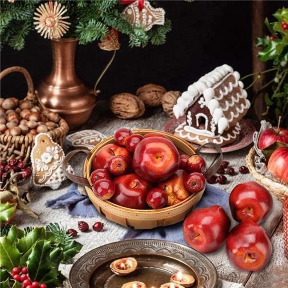 30pcs Artificial Apples Fake Fruits Red Apples Dark Red Apple Lifelike Decor - Picture 3 of 6